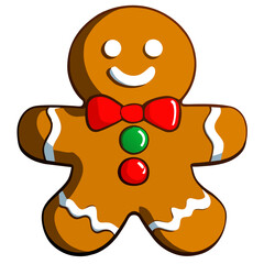 Gingerbread man. New year cookies, sweets. Cute christmas gingerbread man in flat style isolated on white background. Christmas icon. Holiday winter symbols. Festive treats. Vector illustration