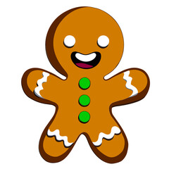 Obraz premium Gingerbread man. New year cookies, sweets. Cute christmas gingerbread man in flat style isolated on white background. Christmas icon. Holiday winter symbols. Festive treats. Vector illustration