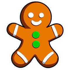 Gingerbread man. New year cookies, sweets. Cute christmas gingerbread man in flat style isolated on white background. Christmas icon. Holiday winter symbols. Festive treats. Vector illustration