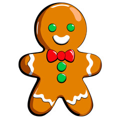 Gingerbread man. New year cookies, sweets. Cute christmas gingerbread man in flat style isolated on white background. Christmas icon. Holiday winter symbols. Festive treats. Vector illustration