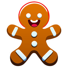 Gingerbread man. New year cookies, sweets. Cute christmas gingerbread man in flat style isolated on white background. Christmas icon. Holiday winter symbols. Festive treats. Vector illustration