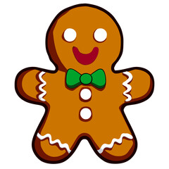 Gingerbread man. New year cookies, sweets. Cute christmas gingerbread man in flat style isolated on white background. Christmas icon. Holiday winter symbols. Festive treats. Vector illustration