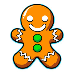 Gingerbread man. New year cookies, sweets. Cute christmas gingerbread man in flat style isolated on white background. Christmas icon. Holiday winter symbols. Festive treats. Vector illustration