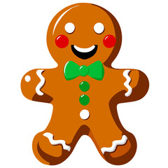 Obraz premium Gingerbread man. New year cookies, sweets. Cute christmas gingerbread man in flat style isolated on white background. Christmas icon. Holiday winter symbols. Festive treats. Vector illustration