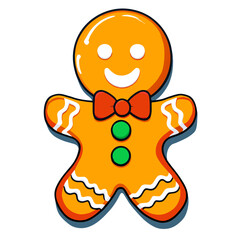 Gingerbread man. New year cookies, sweets. Cute christmas gingerbread man in flat style isolated on white background. Christmas icon. Holiday winter symbols. Festive treats. Vector illustration