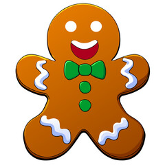 Gingerbread man. New year cookies, sweets. Cute christmas gingerbread man in flat style isolated on white background. Christmas icon. Holiday winter symbols. Festive treats. Vector illustration