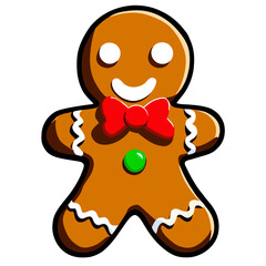 Gingerbread man. New year cookies, sweets. Cute christmas gingerbread man in flat style isolated on white background. Christmas icon. Holiday winter symbols. Festive treats. Vector illustration