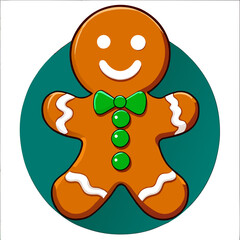 Obraz premium Gingerbread man. New year cookies, sweets. Cute christmas gingerbread man in flat style isolated on white background. Christmas icon. Holiday winter symbols. Festive treats. Vector illustration