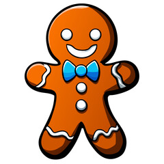 Gingerbread man. New year cookies, sweets. Cute christmas gingerbread man in flat style isolated on white background. Christmas icon. Holiday winter symbols. Festive treats. Vector illustration