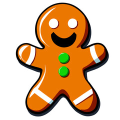 Gingerbread man. New year cookies, sweets. Cute christmas gingerbread man in flat style isolated on white background. Christmas icon. Holiday winter symbols. Festive treats. Vector illustration