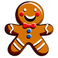 Gingerbread man. New year cookies, sweets. Cute christmas gingerbread man in flat style isolated on white background. Christmas icon. Holiday winter symbols. Festive treats. Vector illustration