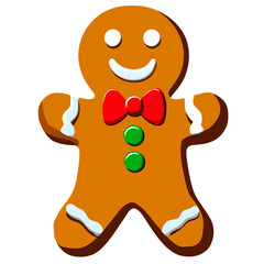 Gingerbread man. New year cookies, sweets. Cute christmas gingerbread man in flat style isolated on white background. Christmas icon. Holiday winter symbols. Festive treats. Vector illustration