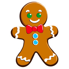Gingerbread man. New year cookies, sweets. Cute christmas gingerbread man in flat style isolated on white background. Christmas icon. Holiday winter symbols. Festive treats. Vector illustration