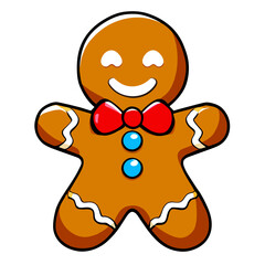 Gingerbread man. New year cookies, sweets. Cute christmas gingerbread man in flat style isolated on white background. Christmas icon. Holiday winter symbols. Festive treats. Vector illustration