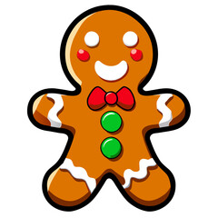 Gingerbread man. New year cookies, sweets. Cute christmas gingerbread man in flat style isolated on white background. Christmas icon. Holiday winter symbols. Festive treats. Vector illustration