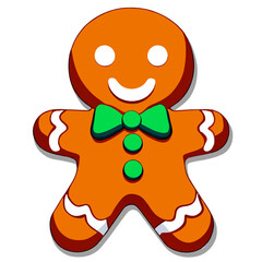 Gingerbread man. New year cookies, sweets. Cute christmas gingerbread man in flat style isolated on white background. Christmas icon. Holiday winter symbols. Festive treats. Vector illustration