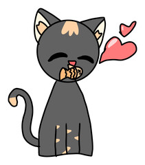 Cat Biting Fish Sticker - Playful Mischief Unleashed