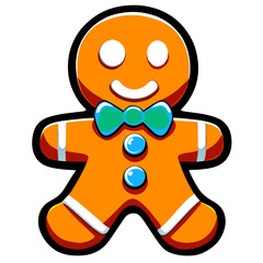 Naklejka premium Gingerbread man. New year cookies, sweets. Cute christmas gingerbread man in flat style isolated on white background. Christmas icon. Holiday winter symbols. Festive treats. Vector illustration