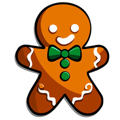 Gingerbread man. New year cookies, sweets. Cute christmas gingerbread man in flat style isolated on white background. Christmas icon. Holiday winter symbols. Festive treats. Vector illustration