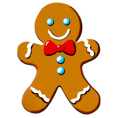 Gingerbread man. New year cookies, sweets. Cute christmas gingerbread man in flat style isolated on white background. Christmas icon. Holiday winter symbols. Festive treats. Vector illustration