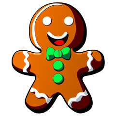 Gingerbread man. New year cookies, sweets. Cute christmas gingerbread man in flat style isolated on white background. Christmas icon. Holiday winter symbols. Festive treats. Vector illustration
