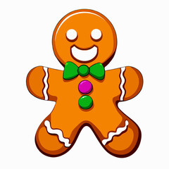 Gingerbread man. New year cookies, sweets. Cute christmas gingerbread man in flat style isolated on white background. Christmas icon. Holiday winter symbols. Festive treats. Vector illustration