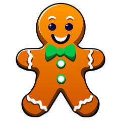 Gingerbread man. New year cookies, sweets. Cute christmas gingerbread man in flat style isolated on white background. Christmas icon. Holiday winter symbols. Festive treats. Vector illustration