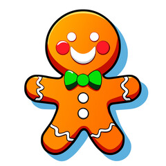 Gingerbread man. New year cookies, sweets. Cute christmas gingerbread man in flat style isolated on white background. Christmas icon. Holiday winter symbols. Festive treats. Vector illustration