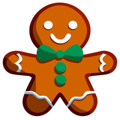 Gingerbread man. New year cookies, sweets. Cute christmas gingerbread man in flat style isolated on white background. Christmas icon. Holiday winter symbols. Festive treats. Vector illustration