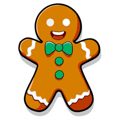 Gingerbread man. New year cookies, sweets. Cute christmas gingerbread man in flat style isolated on white background. Christmas icon. Holiday winter symbols. Festive treats. Vector illustration