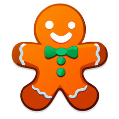 Gingerbread man. New year cookies, sweets. Cute christmas gingerbread man in flat style isolated on white background. Christmas icon. Holiday winter symbols. Festive treats. Vector illustration