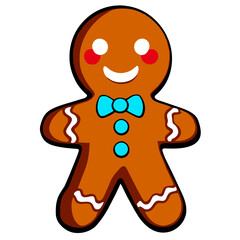Gingerbread man. New year cookies, sweets. Cute christmas gingerbread man in flat style isolated on white background. Christmas icon. Holiday winter symbols. Festive treats. Vector illustration