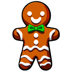 Gingerbread man. New year cookies, sweets. Cute christmas gingerbread man in flat style isolated on white background. Christmas icon. Holiday winter symbols. Festive treats. Vector illustration