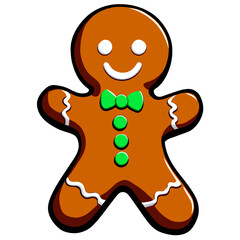 Gingerbread man. New year cookies, sweets. Cute christmas gingerbread man in flat style isolated on white background. Christmas icon. Holiday winter symbols. Festive treats. Vector illustration
