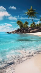 Fototapeta na wymiar Beach with palm trees and crystal clear water