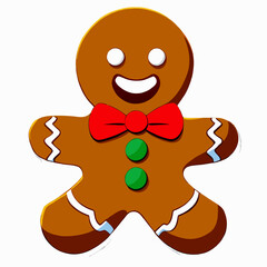 Gingerbread man. New year cookies, sweets. Cute christmas gingerbread man in flat style isolated on white background. Christmas icon. Holiday winter symbols. Festive treats. Vector illustration