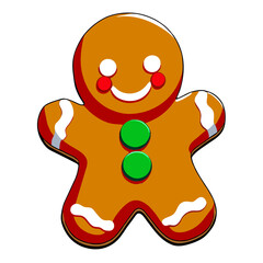 Gingerbread man. New year cookies, sweets. Cute christmas gingerbread man in flat style isolated on white background. Christmas icon. Holiday winter symbols. Festive treats. Vector illustration