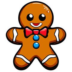 Gingerbread man. New year cookies, sweets. Cute christmas gingerbread man in flat style isolated on white background. Christmas icon. Holiday winter symbols. Festive treats. Vector illustration