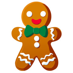 Obraz premium Gingerbread man. New year cookies, sweets. Cute christmas gingerbread man in flat style isolated on white background. Christmas icon. Holiday winter symbols. Festive treats. Vector illustration