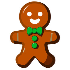 Gingerbread man. New year cookies, sweets. Cute christmas gingerbread man in flat style isolated on white background. Christmas icon. Holiday winter symbols. Festive treats. Vector illustration