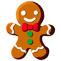 Gingerbread man. New year cookies, sweets. Cute christmas gingerbread man in flat style isolated on white background. Christmas icon. Holiday winter symbols. Festive treats. Vector illustration