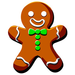 Gingerbread man. New year cookies, sweets. Cute christmas gingerbread man in flat style isolated on white background. Christmas icon. Holiday winter symbols. Festive treats. Vector illustration