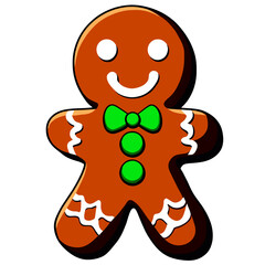 Gingerbread man. New year cookies, sweets. Cute christmas gingerbread man in flat style isolated on white background. Christmas icon. Holiday winter symbols. Festive treats. Vector illustration