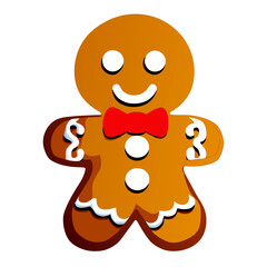 Gingerbread man. New year cookies, sweets. Cute christmas gingerbread man in flat style isolated on white background. Christmas icon. Holiday winter symbols. Festive treats. Vector illustration
