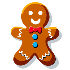 Obraz premium Gingerbread man. New year cookies, sweets. Cute christmas gingerbread man in flat style isolated on white background. Christmas icon. Holiday winter symbols. Festive treats. Vector illustration