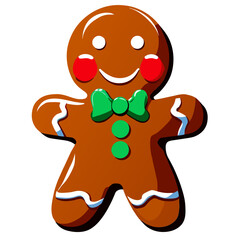 Obraz premium Gingerbread man. New year cookies, sweets. Cute christmas gingerbread man in flat style isolated on white background. Christmas icon. Holiday winter symbols. Festive treats. Vector illustration