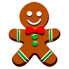 Gingerbread man. New year cookies, sweets. Cute christmas gingerbread man in flat style isolated on white background. Christmas icon. Holiday winter symbols. Festive treats. Vector illustration