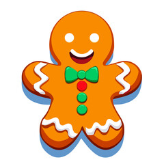 Gingerbread man. New year cookies, sweets. Cute christmas gingerbread man in flat style isolated on white background. Christmas icon. Holiday winter symbols. Festive treats. Vector illustration