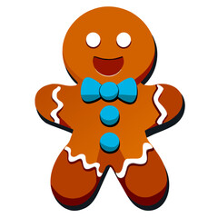 Gingerbread man. New year cookies, sweets. Cute christmas gingerbread man in flat style isolated on white background. Christmas icon. Holiday winter symbols. Festive treats. Vector illustration
