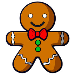 Gingerbread man. New year cookies, sweets. Cute christmas gingerbread man in flat style isolated on white background. Christmas icon. Holiday winter symbols. Festive treats. Vector illustration